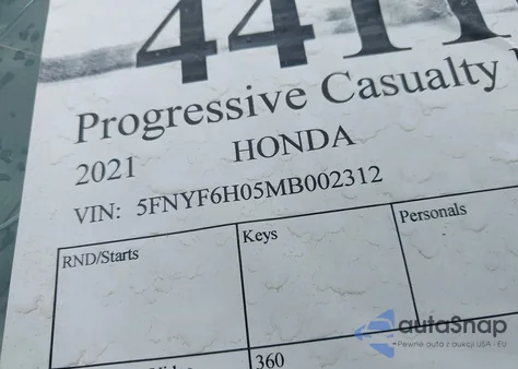 2021 Honda Pilot Awd Elite z USA, uszkodzony, nr VIN 5FNYF6H05MB002312